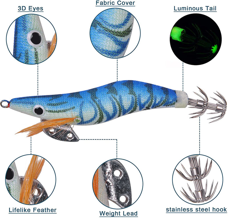 Mehrfarbenhaken des Tintenfisch-5pcs/lot Fischen-Köder-Tintenfisch-Vorrichtungen Jibioneras Größe 3.0