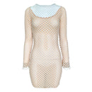 Sparkly Sheer Bodysuit Khloe Kardashian Inspired See-Through Waist Cutout Eyelet Skin-tight Mesh Full Fishnet Bodystocking