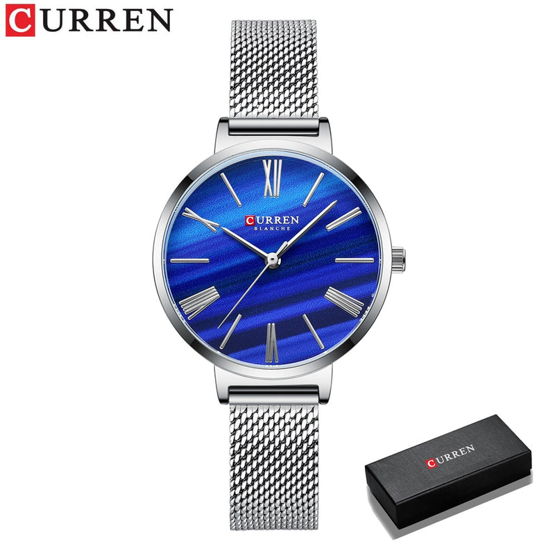 CURREN Mode-Luxusuhren für Frauen Malachit-Grün-Quarz-Kleid-Armband-Armbanduhr mit weiblicher Uhr aus Leder