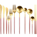Pink Gold Western Tableware Steak Knife Fork Coffee Spoon Teaspoon Steel Cutlery Set Stainless Steel Home Dinner Dinnerware Set