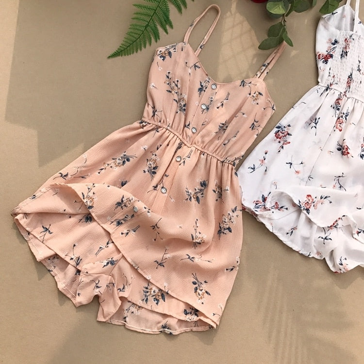 Floral Overalls Frauen Strand Shorts Strampler Neue Sommer Bohemian Print Overalls Mode Frauen Schlank Hohe Taille Playsuits Femme