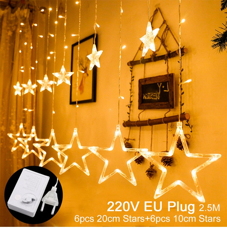 Eid Mubarak Star Moon Led Vorhang Garland String Lights Ramadan Dekoration Islam Muslim Party Decor Eid Al Adha Geschenke Eid Lights