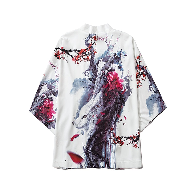 Bebovizi dragón estampado Yukata hombres mujeres moda cárdigan blusa suelta Haori Obi ropa asiática Harajuku japonés Cosplay Kimono