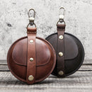 Contact's Crazy Horse Leather Men's Coin Purse Multifunctional Mini Wallet Vintage Small Money Bags for Earphone Free Engraving