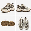 BeauToday, zapatillas gruesas para mujer, malla de cuero sintético, Patchwork, punta redonda con cordones, suela gruesa, zapato transpirable para mujer 29402