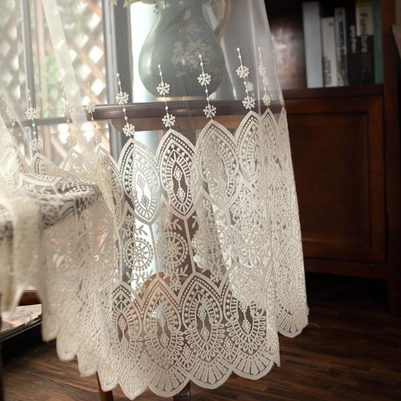 Europe Embroidered Lace Sheers Curtains for Living Room Window Treatments Luxury Tulle Bedroom Screen Drapes Panels