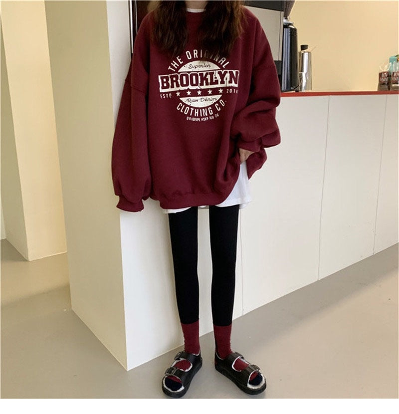 Thin Pullover Sweatshirt Fashion Autumn Designer Loose Crewneck Sweatshirt Harajuku Hoodie Polerones Mujer 2022 Kpop Clothes