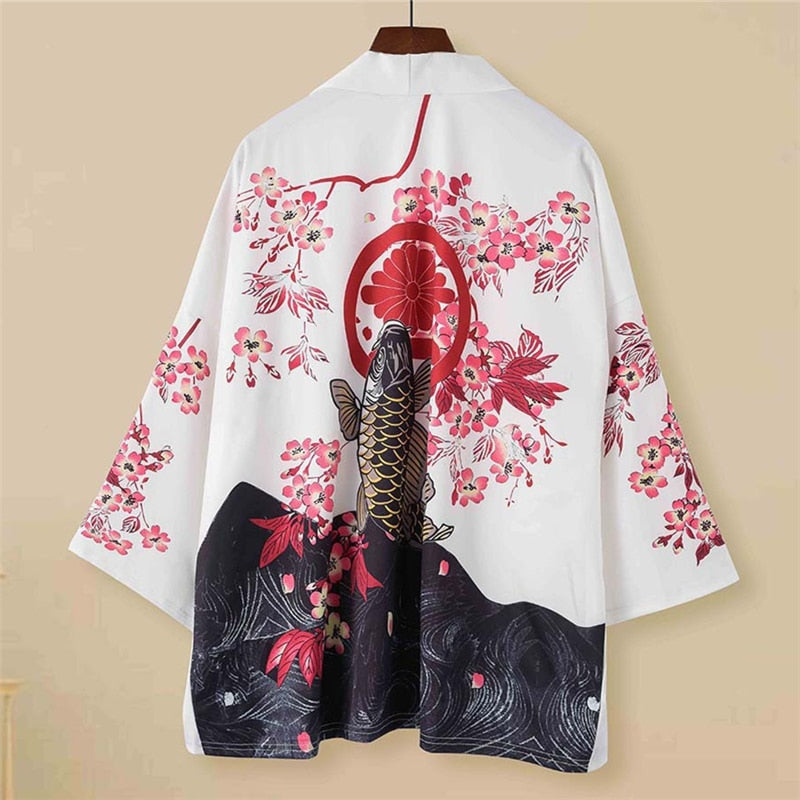 Bebovizi Japan Style Clothes Men Summer Streetwear Cat Print Kimono Cardigan Mandarin Robe Men Unisex Japanese Trend Kimonos