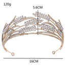 Luxury Crystal Wheat Shape Crown Handmade Gold Color Bride Headdress Wedding Tiara Rhinestone Headpiece Women Hair Accessories