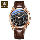 Reloj OLEVS deportivo multifuncional tres ojos seis agujas cronógrafo impermeable luminoso reloj de hombre