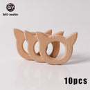 Let's Make 10pcs Baby Teether For Teeth Beech Food Grade Wholesale Wooden Teething Toys Rodent DIY Accessories Nursing Tiny Rod