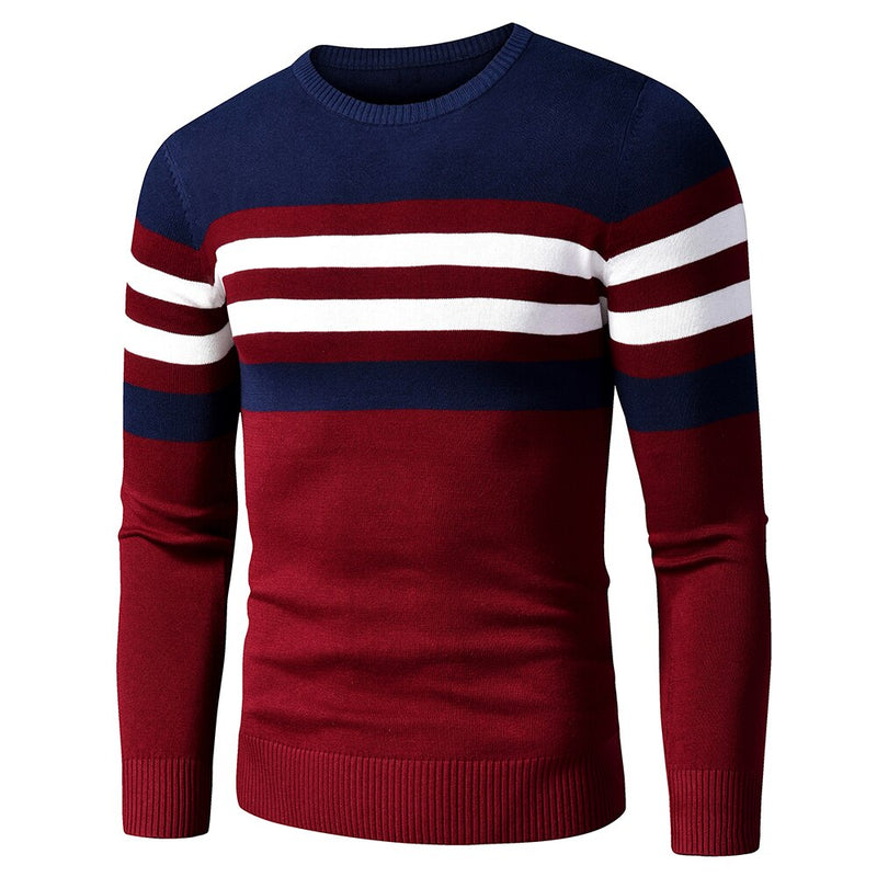 4XL Men 2020 Autumn New Casual Striped Thick Fleece Cotton Sweater Pullovers Men Outfit Fashion Vintage O-Neck Coat Sweater Men