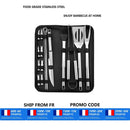 Juego de herramientas para barbacoa de acero inoxidable, espátula, tenedor, pinzas, cuchillo, cepillo, pinchos, utensilios para asar a la parrilla, juego de herramientas de cocina para acampar al aire libre