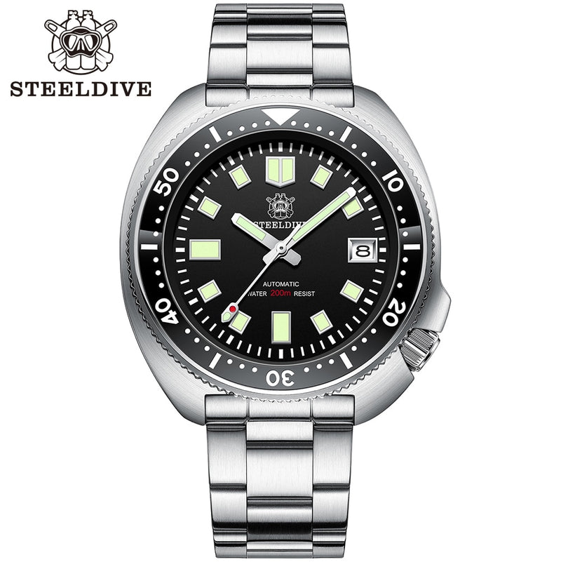 SD1970 Steeldive Brand 44MM Reloj de buceo para hombre NH35 con bisel de cerámica