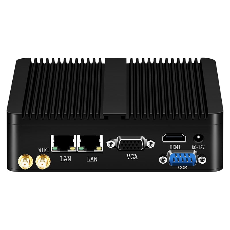 XCY Lüfterloser Mini-PC Intel Celeron J1900 Quad Cores Dual Ethernet RS232 Windows Linux HDMI VGA 4xUSB WiFi Industriecomputer