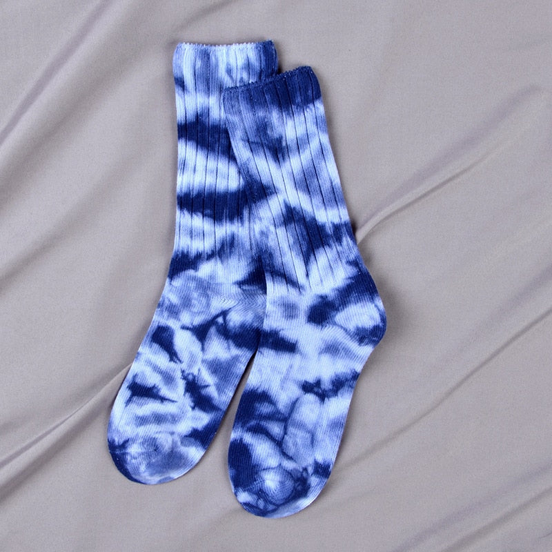 Tie Dye Damensocken Damen Dicke Linie Standard Socken für Damen Bunt Happy Crew Sox Paare Baumwolle Trendy Herbst Winter Sokken