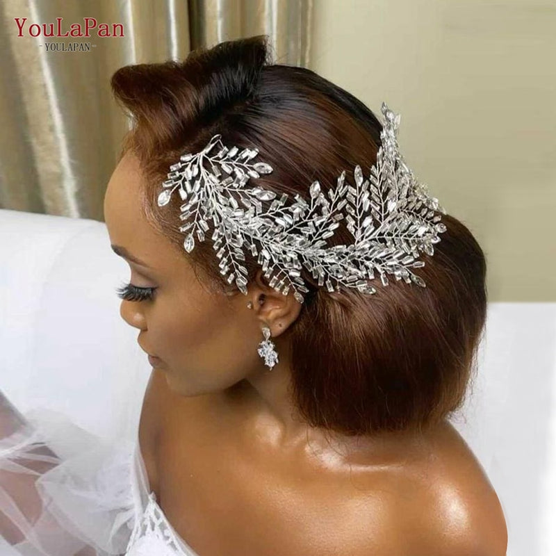 YouLaPan HP312 Bridal Hair Pieces Bridemaids Head Pieces Crystal Headbands for Women Jeweled Hair Accessories Rhinestone Tiara