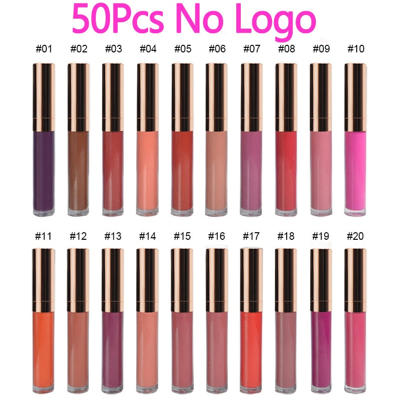 50pcs 30 Farben wasserdichter flüssiger Mattlippenstift-Lippentönungs-Mattlipgloss-Kosmetik-Lippenstift-langlebiger Lipgloss-kundenspezifisches Logo