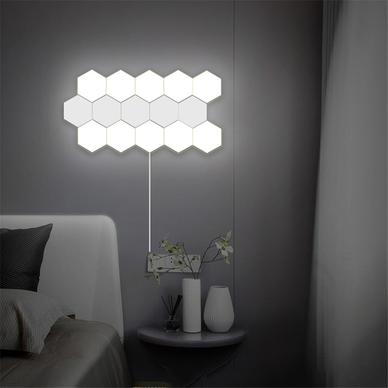 Lámpara de pared LED moderna para Loft, montaje Modular de panal, luces de pared táctiles, lámpara cuántica, iluminación de decoración Interior DIY magnética