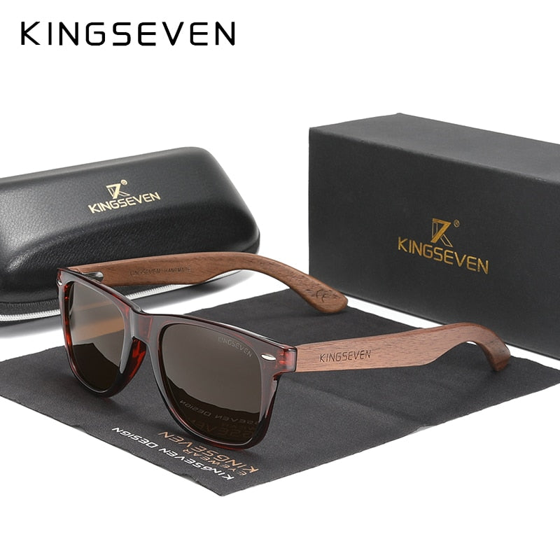 KINGSEVEN New Black Walnut Sunglasses Wood Polarized Sunglasses Men&