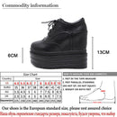 Gdgydh Fall Women Pumps Vintage Round Toe Wedges Female High Heel Shoes Sexy Nightclub Platformance Shoes Two-pieces Shoes Black