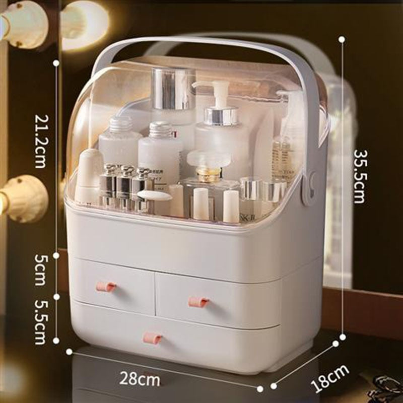 Organizador de maquillaje para cosméticos, caja de almacenamiento de cosméticos de gran capacidad, organizador de escritorio, joyería, esmalte de uñas, cajón de maquillaje, contenedor