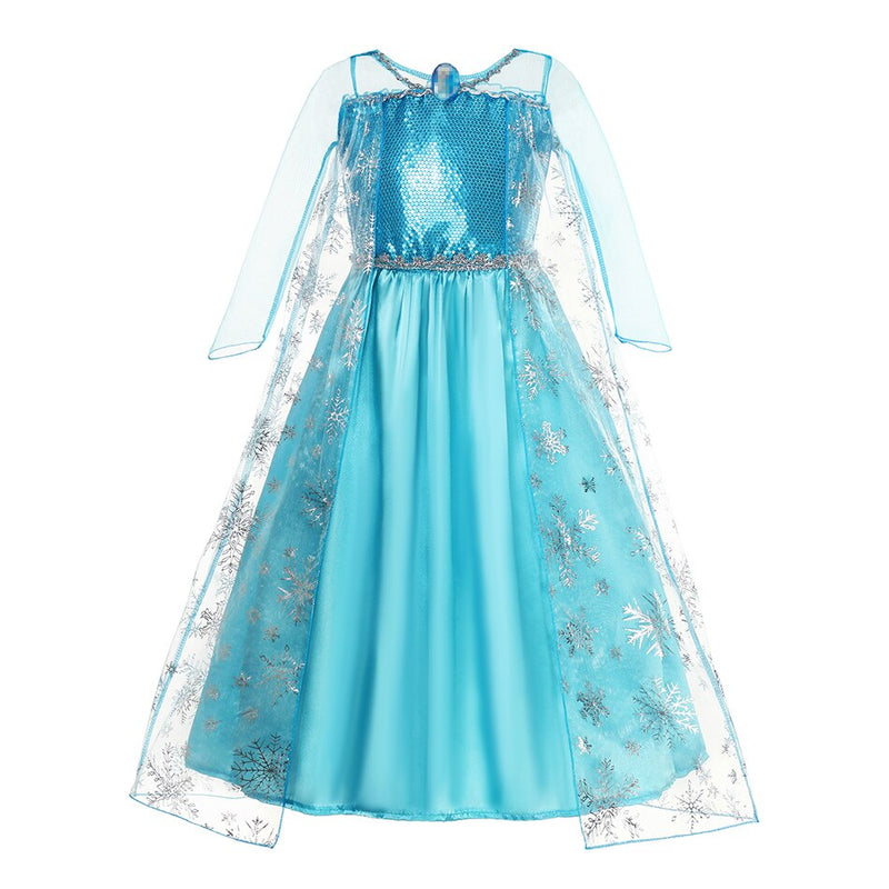 VOGUEON Schneekönigin Elsa Cosplay Kostüm Prinzessin Kleid Mädchen Pailletten Hohe Qualität Elza Dress Up Für Halloween Party Vestido Kinder