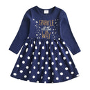 DXTON, vestidos de invierno para niñas, manga voladora, unicornio, vestido para niños, rayas de estrellas, ropa de algodón para niños pequeños, vestido informal para niñas