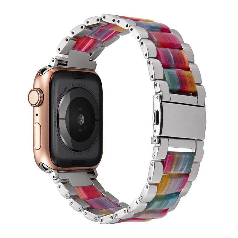 Harz Edelstahlarmband Armband für Apple Watch 5 Band 44mm iwatch 42mm Serie 5 4 3 2 Handgelenk Zubehör Schleife 40m Armband