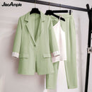 2021 Autumn New Suit Jacket Suspender Pants Three-piece Women&