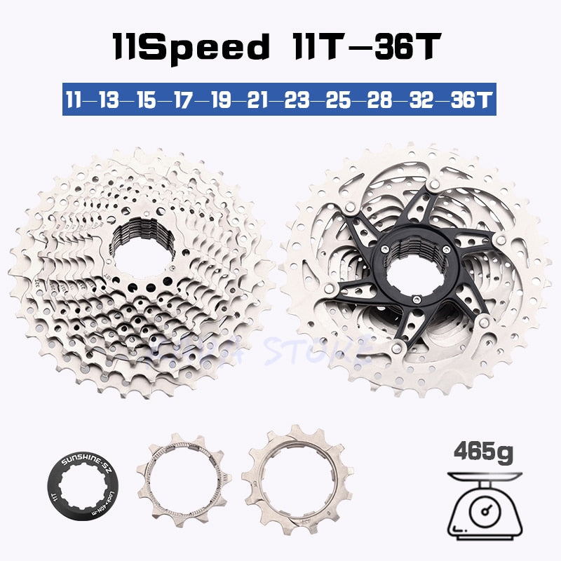 SUNSHINE Road Bike Freewheel 11-25T/28T/32T/34T/36T Bicycle Flywheel 8/9/10/11/12S Speed Cassette Sprocket for Shimano HG K7