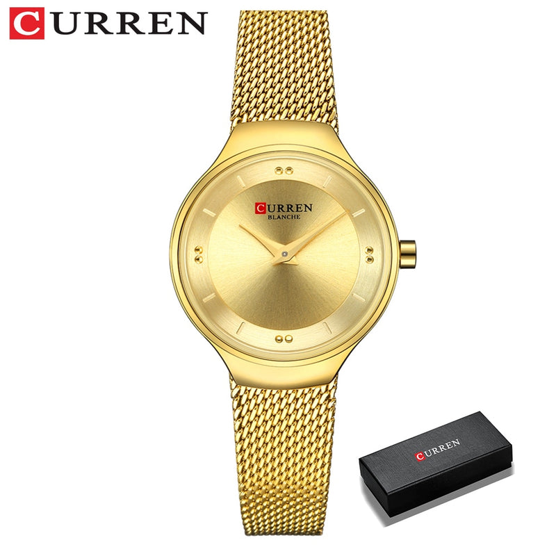 Elegante Damenuhren CURREN Mode Quarz Edelstahl Mesh Uhr Weibliche Einfache Armbanduhr für Damen Uhr reloj mujer