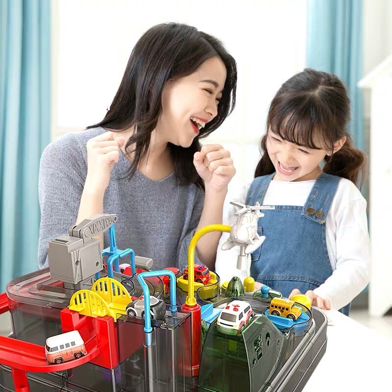 Transparent Adventure Game Racing Rail Car Model Racing Educational Toy Children Track Car Brain Game Mechanical Toys