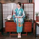 Onesize Female Japanese Kimono Bathrobe Gown V-neck Satin Evening Party Prom Gown Vintage Cosplay Costume Full Sleeve Gown