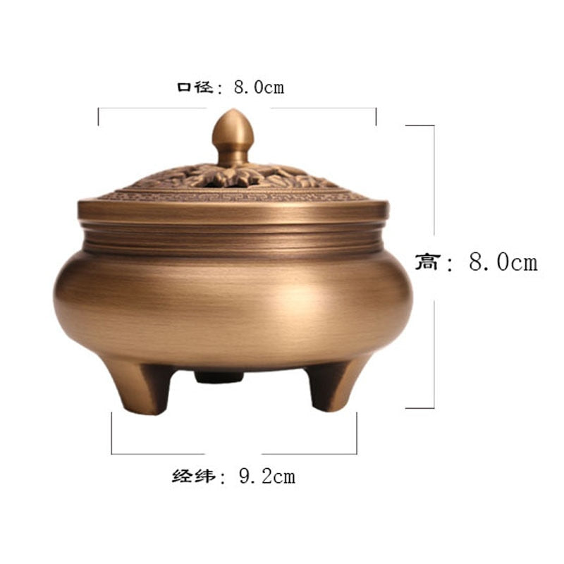 Quemador de incienso de tres patas de artesano de cobre, placa de estufa Zen Xuande, quemador de sándalo, quemador de incienso puro