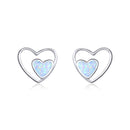 WOSTU 925 Sterling Silver Opal Stud Earrings Cat Unicorn Heart Blue Opal Earrings For Women Original Silver 925 Jewelry