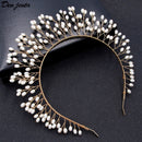 Handgewebtes Haarband Blatt Perle Stirnbänder für Frauen Braut Krone Tiara Hochzeit Haarschmuck