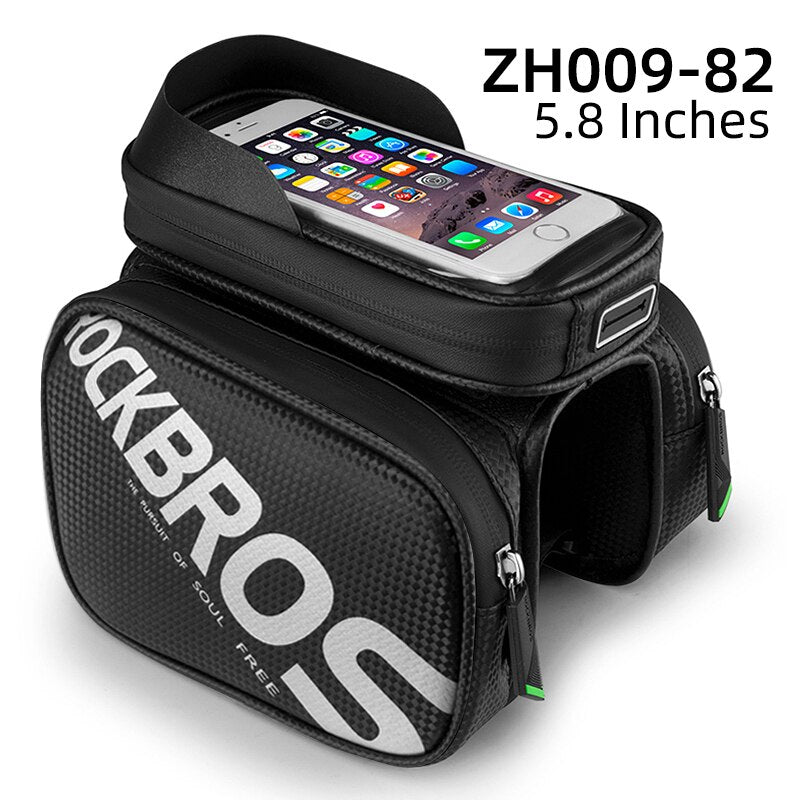 Bolsa de tubo superior para bicicleta de ciclismo ROCKBROS, marco de bicicleta MTB a prueba de lluvia, bolsa de pantalla táctil para teléfono móvil, accesorios para bicicleta