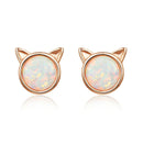 WOSTU 925 Sterling Silver Opal Stud Earrings Cat Unicorn Heart Blue Opal Earrings For Women Original Silver 925 Jewelry