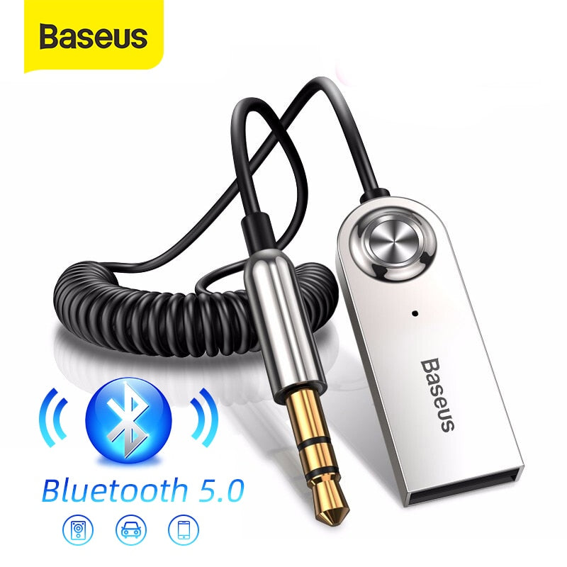 Baseus Aux Bluetooth Audio Receiver USB Wireless 5.0 Adapter For Sparker Auto Handfree Car Kit Audio Music Bluetooth Transmitter