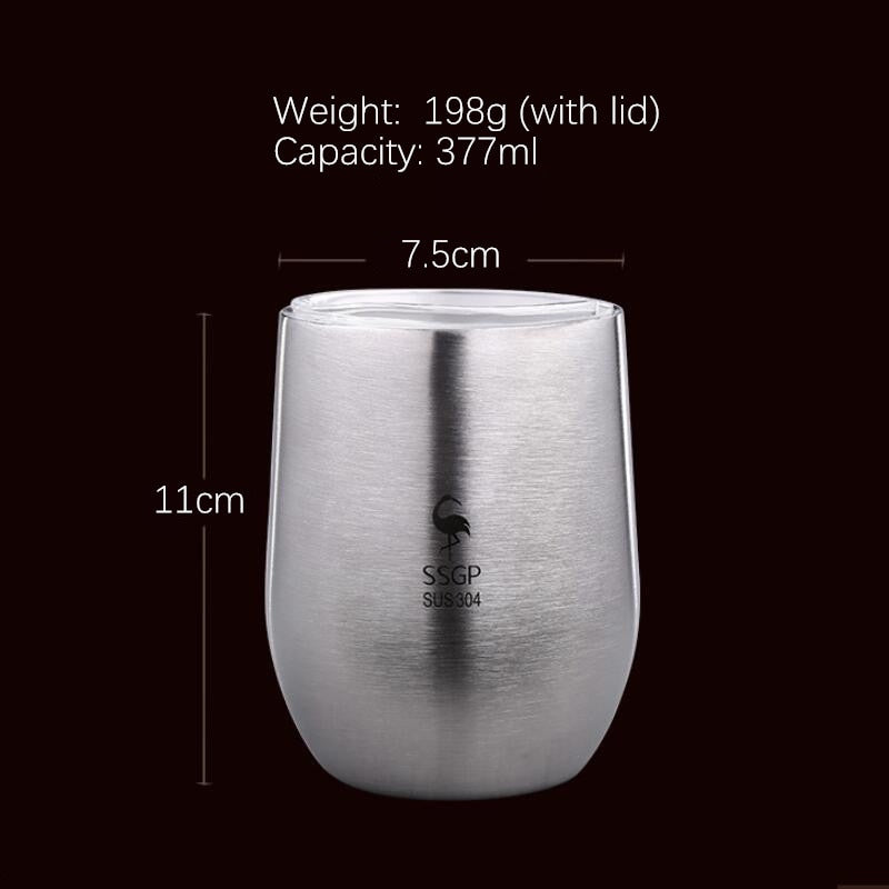 Double Wall 304 Stainless Steel Cup Tea Mug With Lid Heat Resistant Portable Beer Cup With Spoon Straw 377ml