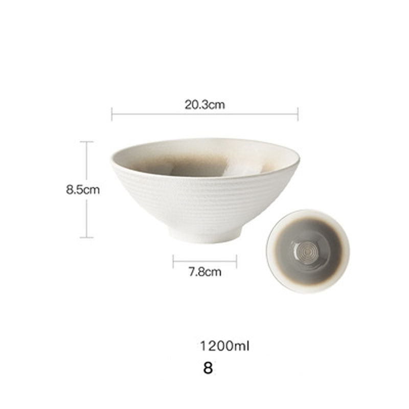 FANCITY Japanese Ramen Bowl Ceramic Single Noodle Bowl Household Salad Bowl large Bowl Creative Special Restaurant Tableware