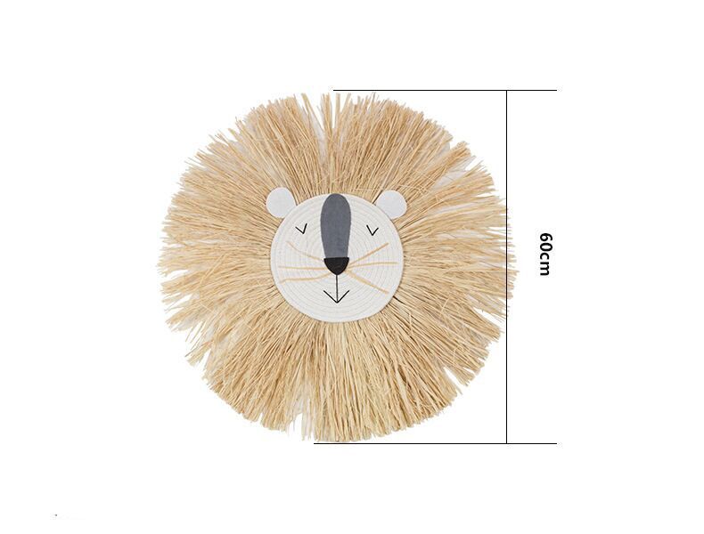 INS Nordic Hand woven Cartoon Lion Hanging Decorations Cotton Thread Weaving Animal Head Ornament Children room Wall Hanging