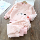 Children Sleepwears Winter Flannel Velvet Pajamas Sets Baby Girls Pajamas Boys Pyjamas Cartoon Nightgown Warm Plush Nightclothes