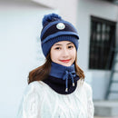3 unids/set sombreros de invierno para mujeres con máscara de respiración 2 en 1 sombrero de punto niña pompones sombrero cálido añadir piel forrada sombrero de invierno protector