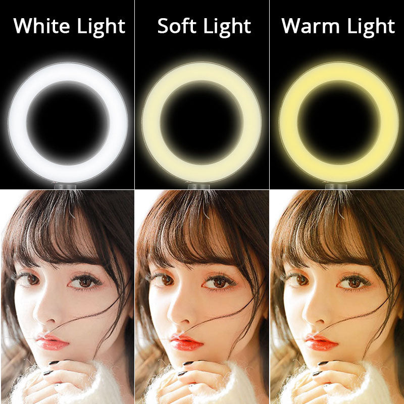 Dimmable LED Selfie Ring Light Camera Phone USB ring lamp Photography Fill Light with Phone Holder Stand For Makeup Live Stream