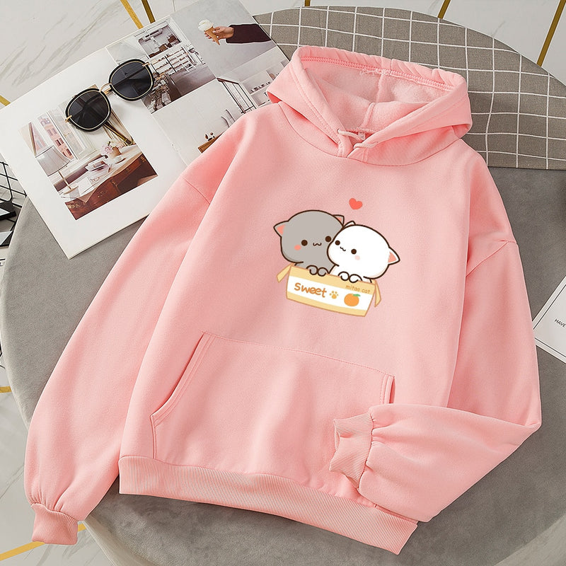 Sudaderas con capucha de estética Grunge para Mujer, Sudadera con gráfico de gran tamaño Kawaii para Mujer, ropa informal de pareja Harajuku, Sudadera para Mujer