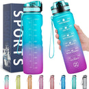 ZOMAKE 32 Unzen motivierende Wasserflasche mit Zeitmarkierung, auslaufsichere Sportwasserflasche BPA-frei, Fruchtwasserflasche Sport 1 Liter