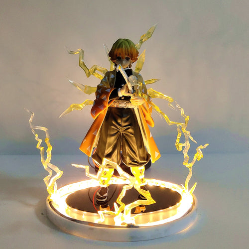 Demon Slayer Action Anime Figuren Kimetsu no Yaiba Agatsuma Zenitsu Nachtlichter LED Set Figuren Modell Spielzeug für Kinder Modell