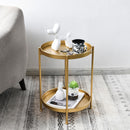 Nordic Simple Iron Double-layer Small Tea Table Corners Round Coffee Table Lving Room Mini Sofa Side Table